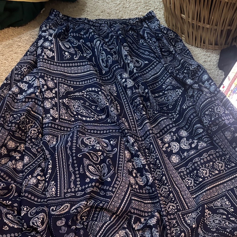 Navy Paisley Women's Skirt